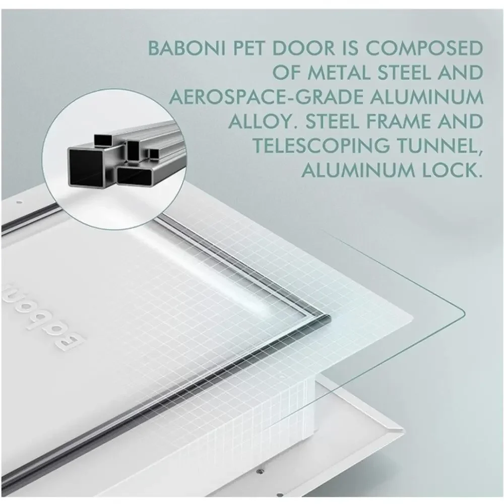 Baboni XL Pet Door for Wall 3-Flap Steel Frame Dog Cat Door Open Box